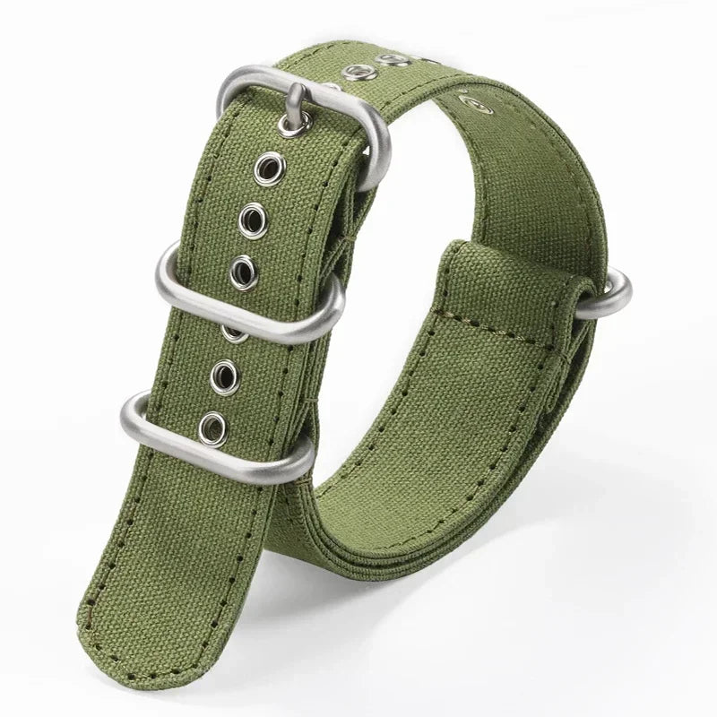 Canvas Nylon Thick Watch Strap for Seiko Smartwatches Stainless Steel Pin Buckle Wrist Straps 18/20/22/24mm Bracelet Watchband