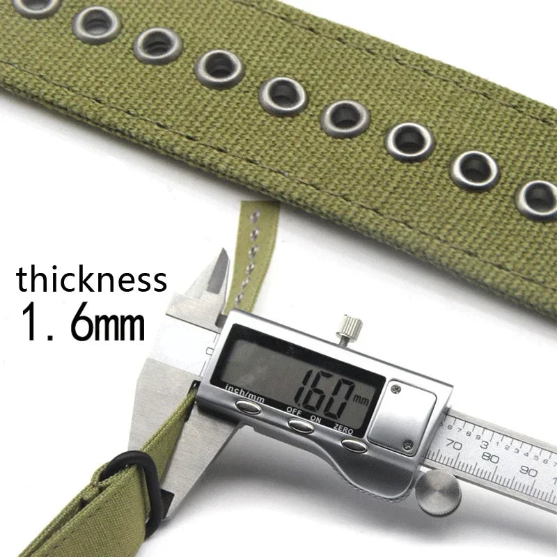 Canvas Nylon Thick Watch Strap for Seiko Smartwatches Stainless Steel Pin Buckle Wrist Straps 18/20/22/24mm Bracelet Watchband
