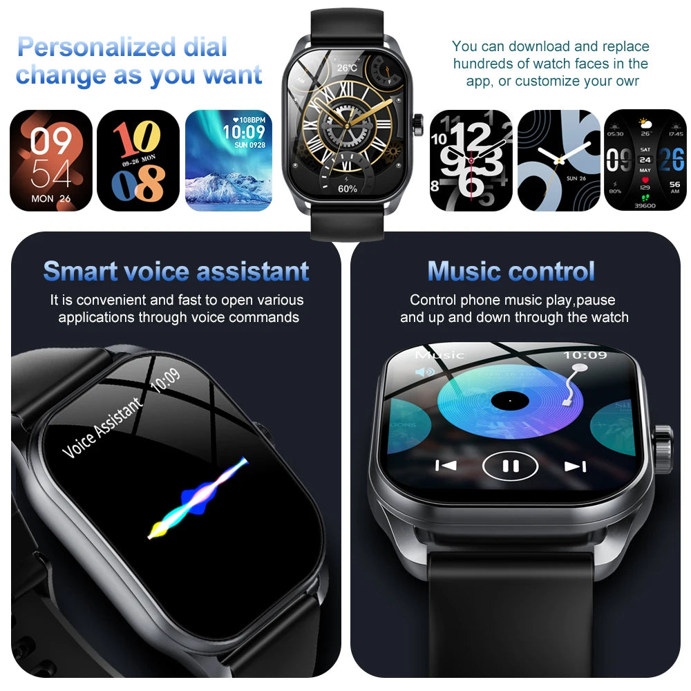 Style Curved Screen Smartwatches Men Ladies 2.01” HD 240*296 Bluetooth Call Alarm Clock Custom Photo Sports Watches Outside UXEX