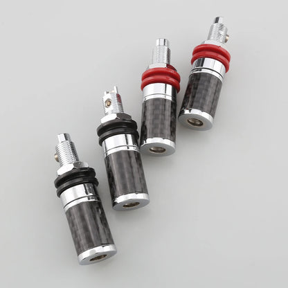 4pcs Audiocrast CF45G/R Carbon Fiber Binding Post Gold/Rhodium Plated Terminal Banana Jack Connector Banana Plug Socket Speaker