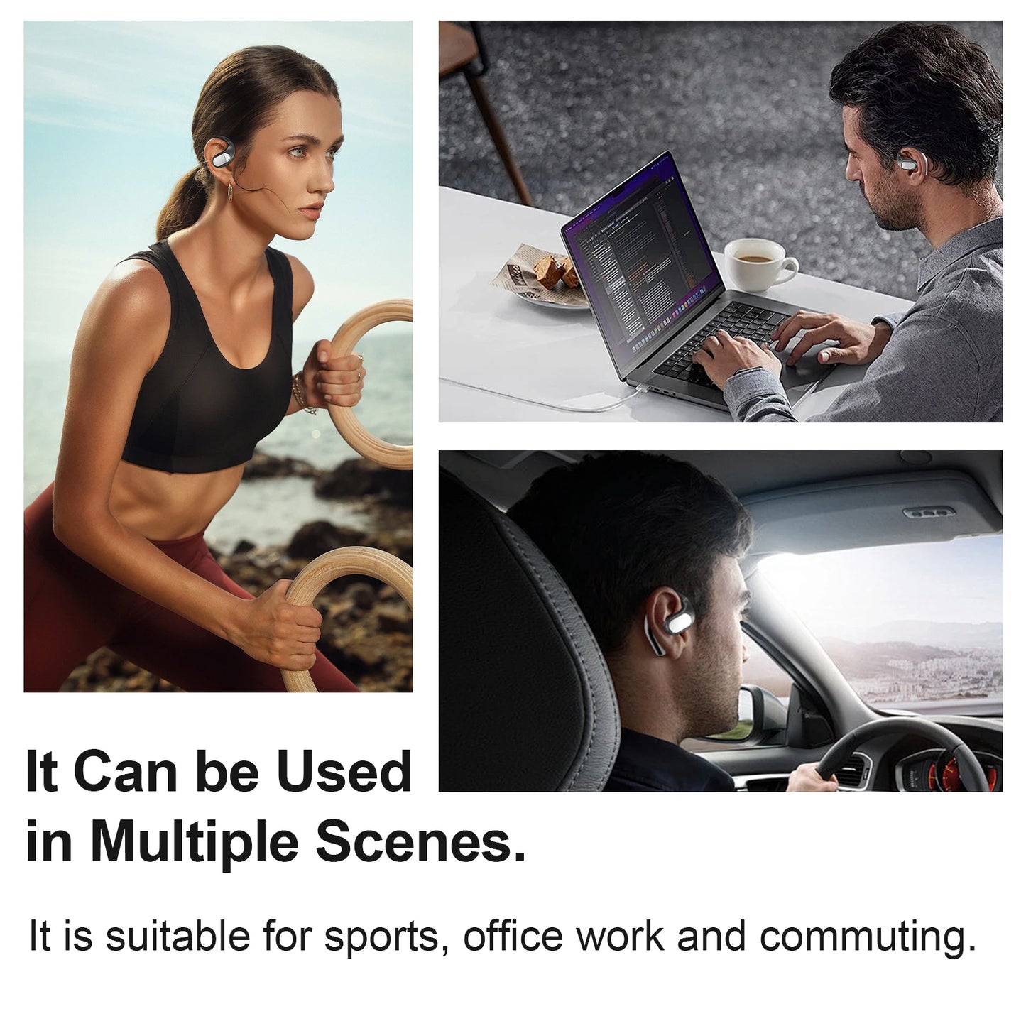 Ear Hook Wireless Earbuds ENC Noise Cancelling Bluetooth 5.4 Headphones Stereo Sound Sport Headset With Mic