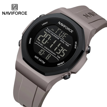 NAVIFORCE Electronic Watches Men LCD Display Waterproof Clock Silicone Strap Luminous Business Man Wristwatch Relogio Masculino