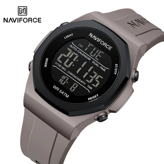 NAVIFORCE Electronic Watches Men LCD Display Waterproof Clock Silicone Strap Luminous Business Man Wristwatch Relogio Masculino