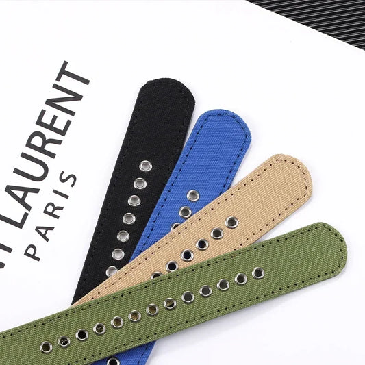 Canvas Nylon Thick Watch Strap for Seiko Smartwatches Stainless Steel Pin Buckle Wrist Straps 18/20/22/24mm Bracelet Watchband