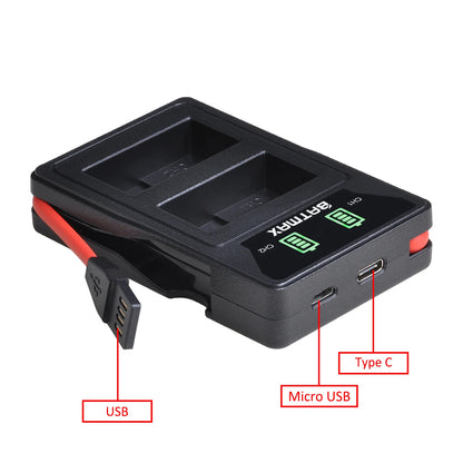 2X DMW-BLC12 BLC12E DMW BLC12 Battery + LED USB Dual Charger Type C Port for Panasonic Lumix FZ1000 FZ200 FZ300 G5 G6 G7 GH2 GX8