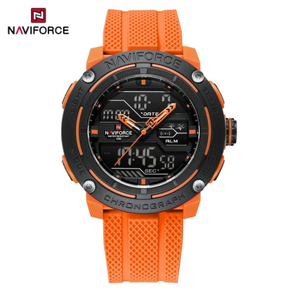 NAVIFORCE 7114 Fashion Electronic Quartz Wristwatch Men Dual Display Calendar Waterproof Casual Watches for Man reloj hombre