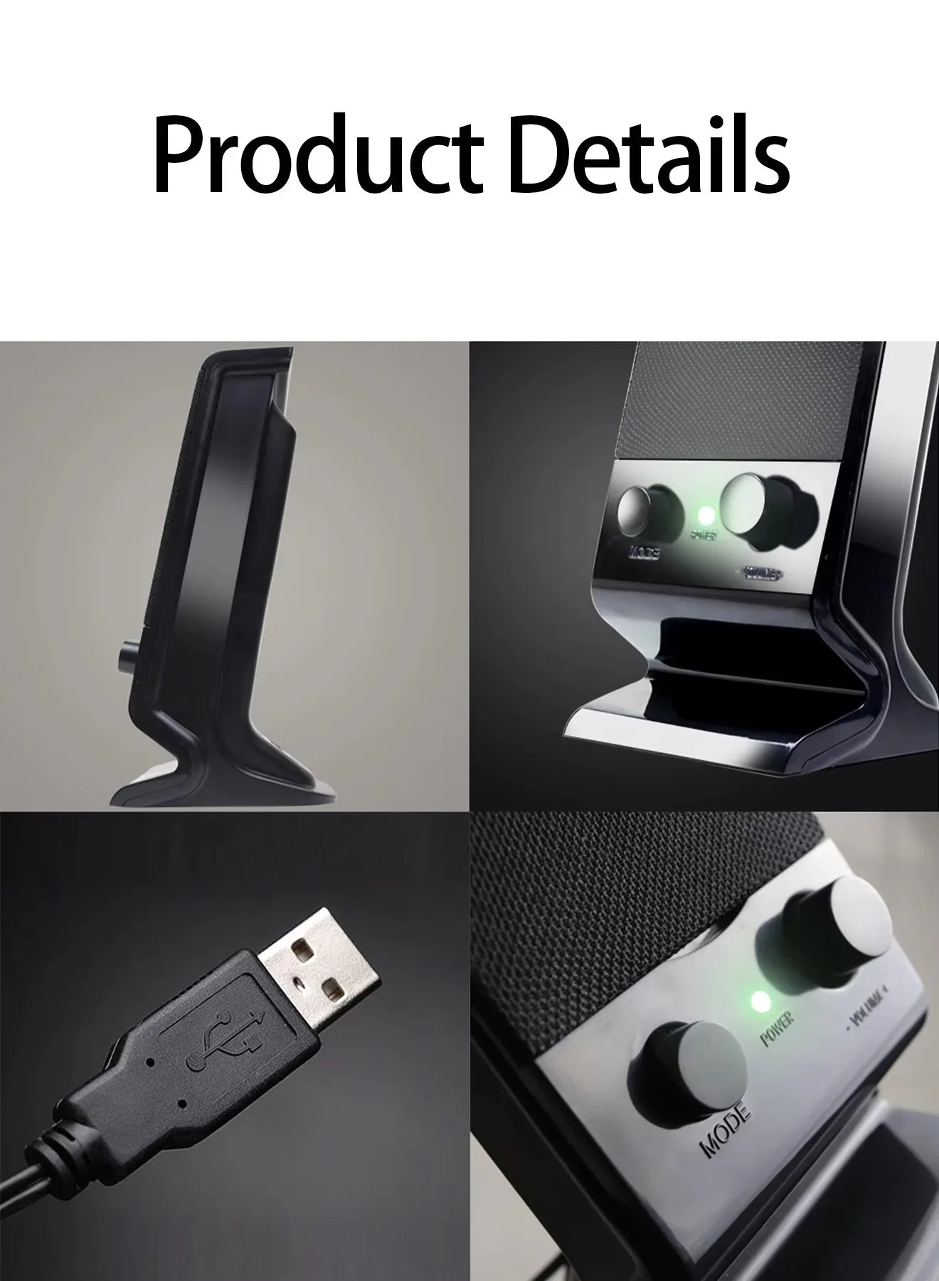 Computer Speaker with Volume Control and 3.5 Mm Audio Plug, USB-Powered Desktop Speaker，Compact and Delicate Laptop Speakers