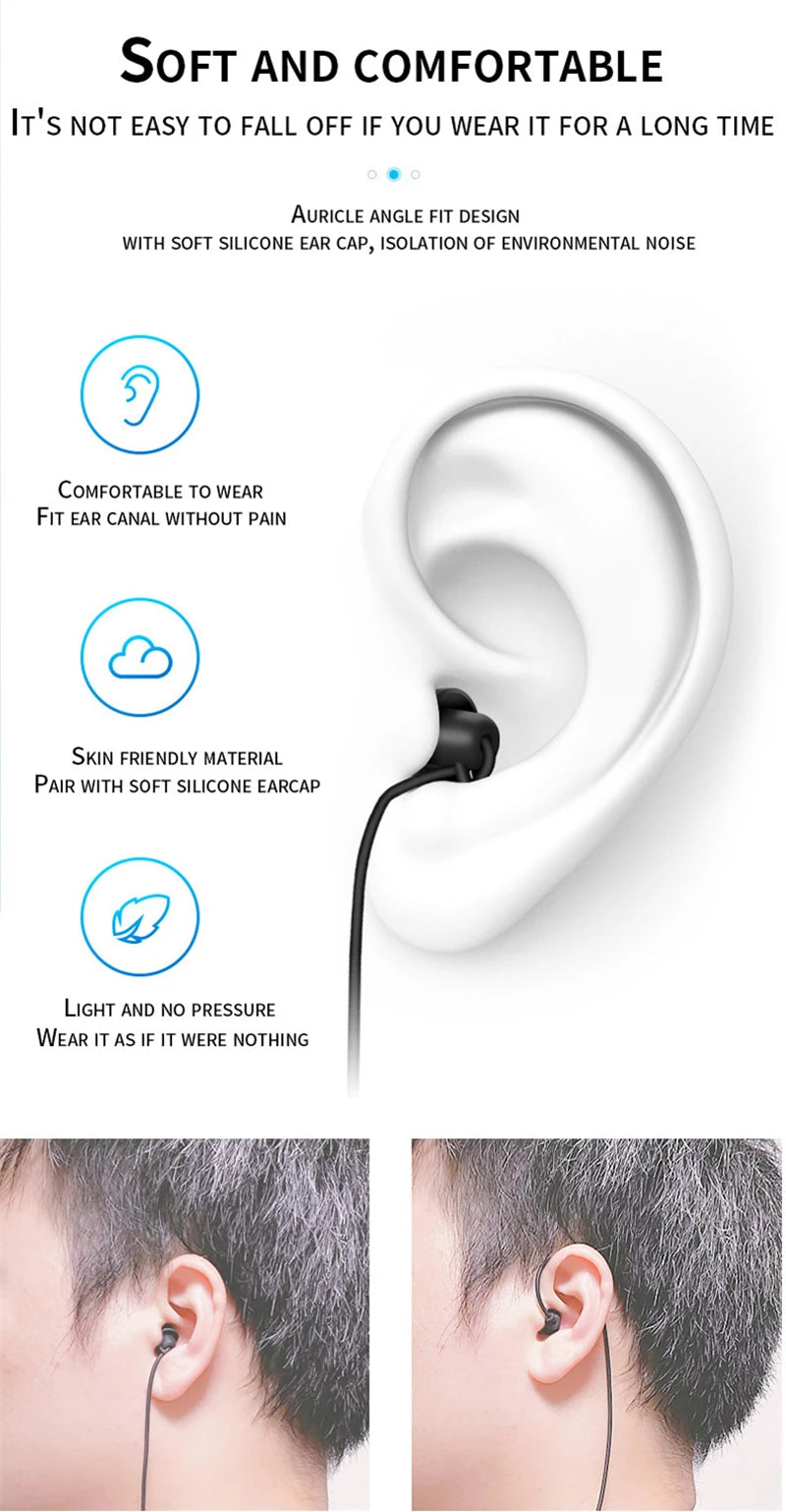 3.5mm Spring Earphones Single Side Bluetooth Headphones In Ear Heavy Bass Earbuds Wired Headset for Mobile Phone MP3 Computer