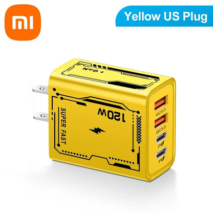 XIAOMI 120W Fast Charger 4Port USB C PD Ultra Quick Charging USB 3.0 Type C EU US Plug Mobile Phone Charger For Huawei iPhone