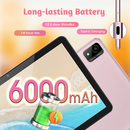 Upgraded Kids Tablet weelikeit 10" Android 14 Tablet for Kids 8GB (4+4) 128GB 6000mAh Dual Cam Great Tablet for Toddlers w/ Case