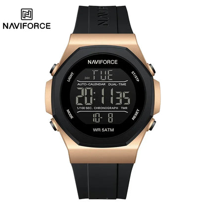 NAVIFORCE Electronic Watches Men LCD Display Waterproof Clock Silicone Strap Luminous Business Man Wristwatch Relogio Masculino