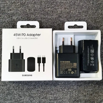 Samsung 45W PD Charger Super Fast Charging Adapter For Galaxy S24 S20 S21 S22 S23 Ultra Z Flip Fold 6 5 4 3 2 For iPhone 15 Pro