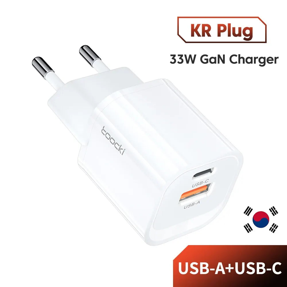 Toocki GaN USB Type C Charger Portable High Speed Charger for iPhone Xiaomi 13 Oneplus Realme PD3.0 QC3.0 PPS Cell Mobile Phone