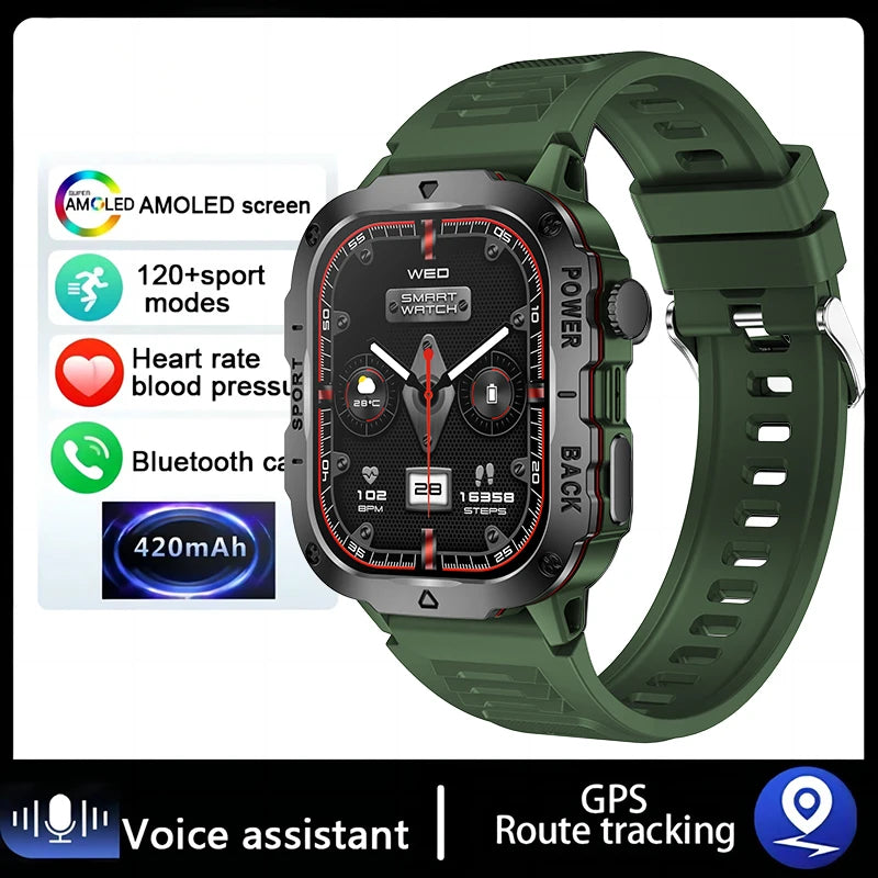 2025 Outdoor Smart Watch Men 2.01" Screen 3ATM Waterproof Watches Bluetooth Call Ai Voice Sport Smartwatch For Android IOS Phone