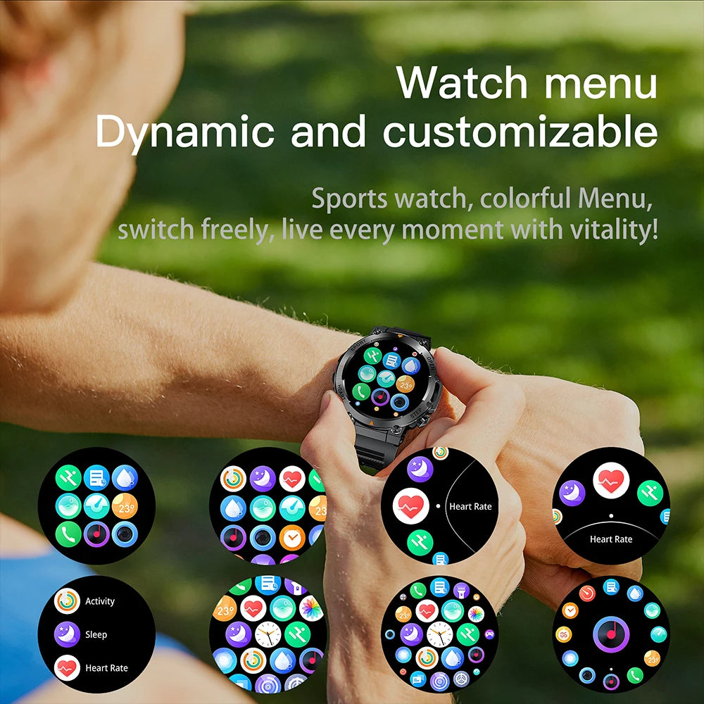 2025 New Outdoor Sports Smart Watch Heart Rate Bluetooth Call APP Fitness Course APP GPS Track 400mAh Large Battery SmartWatches