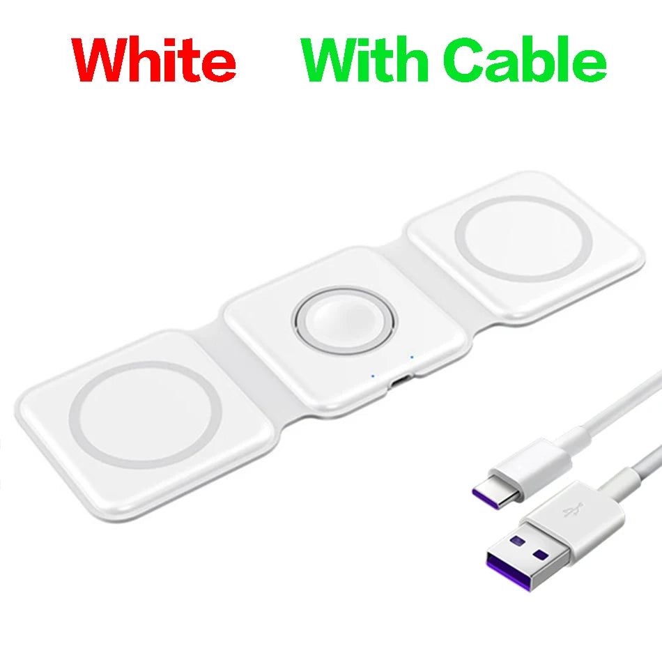 100W 3 in 1 foldable Wireless Charger Pad Stand for iPhone 15 14 13 16Pro Max Airpods iWatch Fast Wireless Charging Dock Station