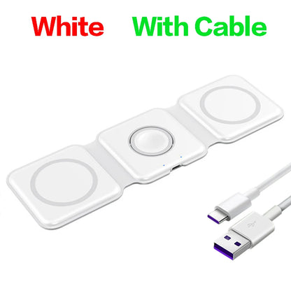 100W 3 in 1 foldable Wireless Charger Pad Stand for iPhone 15 14 13 16Pro Max Airpods iWatch Fast Wireless Charging Dock Station
