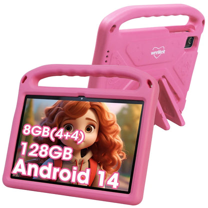 Upgraded Kids Tablet weelikeit 10" Android 14 Tablet for Kids 8GB (4+4) 128GB 6000mAh Dual Cam Great Tablet for Toddlers w/ Case