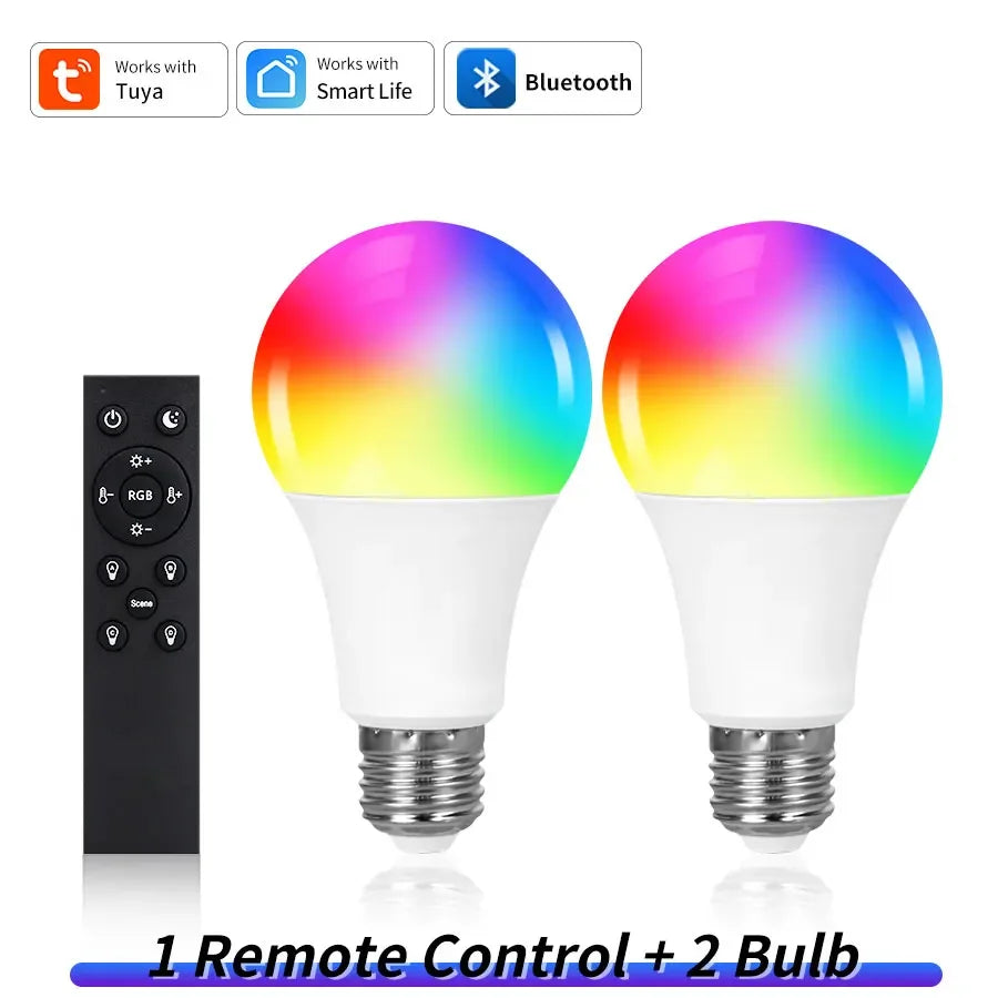Tuya Smart LED Light Bulb E27 9W 220V Bluetooth RF Remote Group Control Smart Life RGB Spotlight For Bar Bedroom Decor Lighting