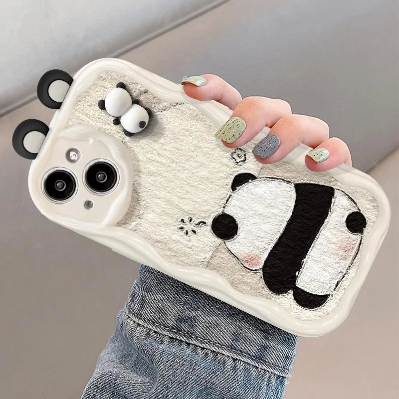 Funny Panda Toy Cartoon Ear Wave Soft Phone Case for Xiaomi Redmi 12C 9A 9C 9T 10C Note 9S 9 8 Pro 10 10S 11 11S 12 Pro Plus 12S