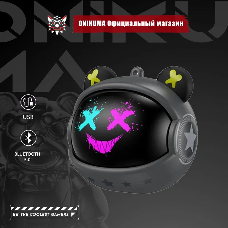 ONIKUMA 2025 New Black Gaming Headset Wireless Rotating Flip Design Earplugs HiFi Visual in-ear Headphones with Microphone