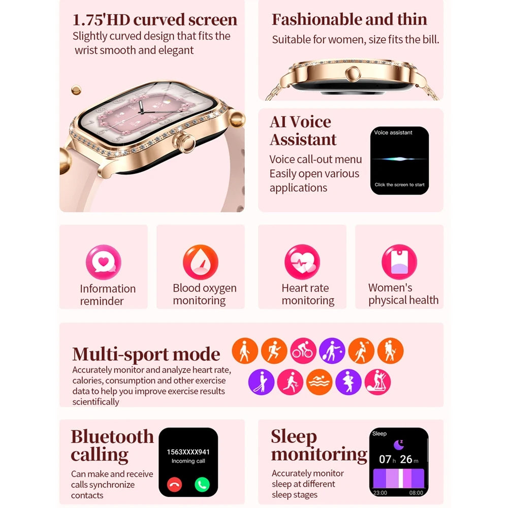 New For HUAWEI FIT3 Smart Watch Women 1.75" HD Display Heart Rate Sport Fitness IP68 Waterproof BT Call Smartwatch For Lady Gift