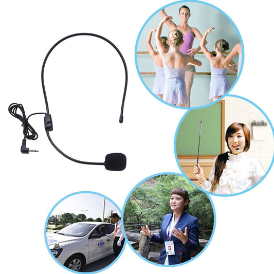 3.5mm Plug Guide Lecture Speech Headset Mic Head-mounted Head Wear Microphone Voice Amplifier Lightweight Over Head for Teachers