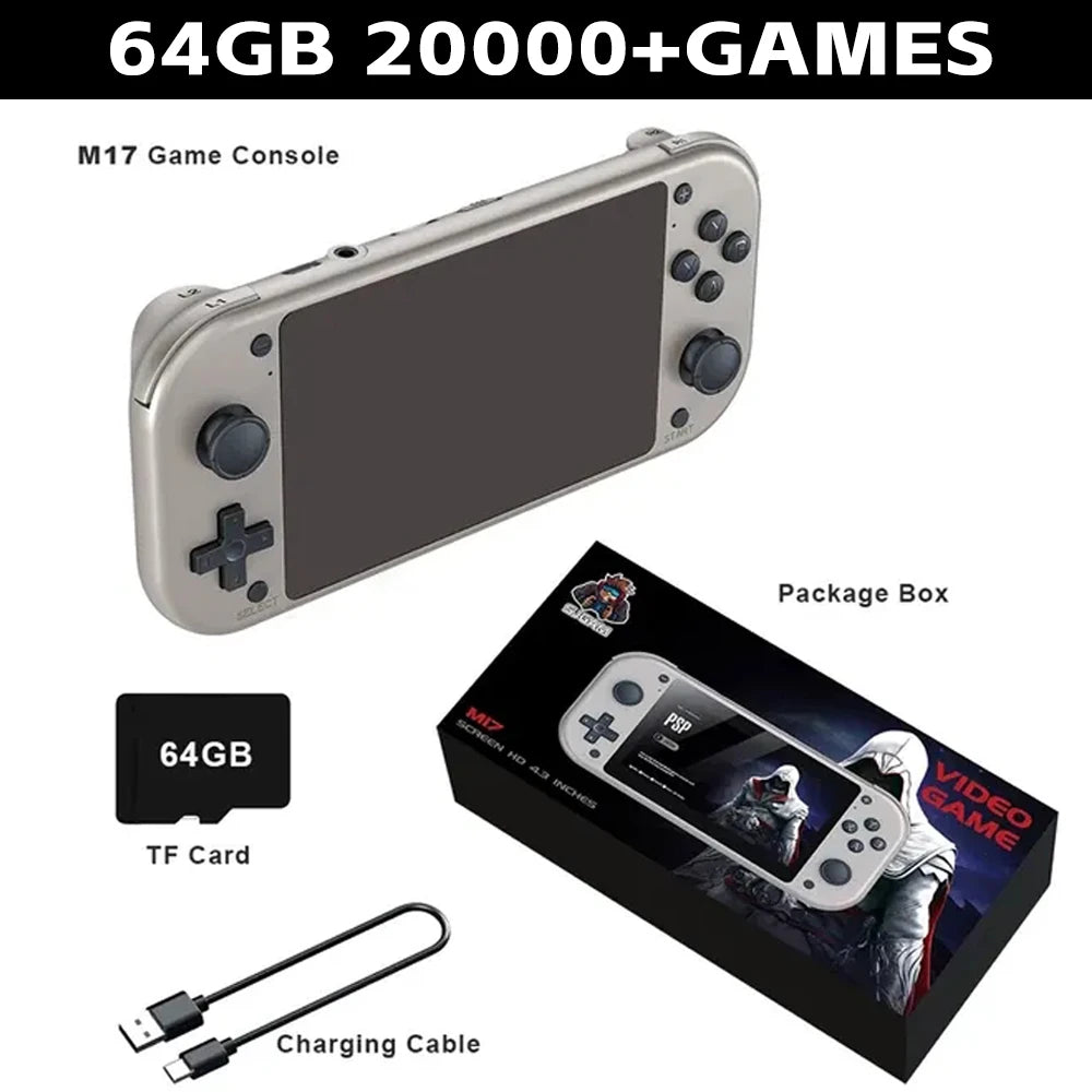 Handheld Video Game Console M17 64G 128G Open Source Linux System 4.3inch Screen Portable Pocket Video Player Retro Gaming  ﻿