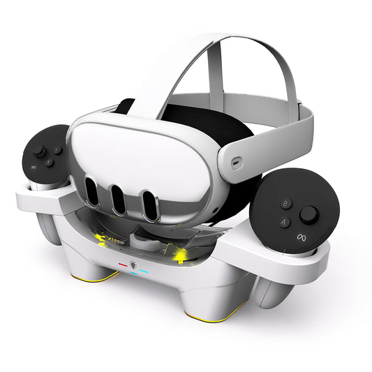 Fast Charging Dock for Meta Quest 3 with 4 Rechargeable Batteries , VR Charging Station with LED Light for Oculus Quest 3 DZ803