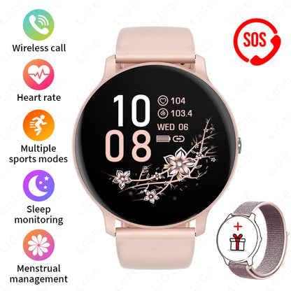 LIGE New 2025 Women Smart Watch Bluetooth Call Heart Rate Blood Oxygen Monitoring Waterproof Smartwatches Men Clock For XIAOMi