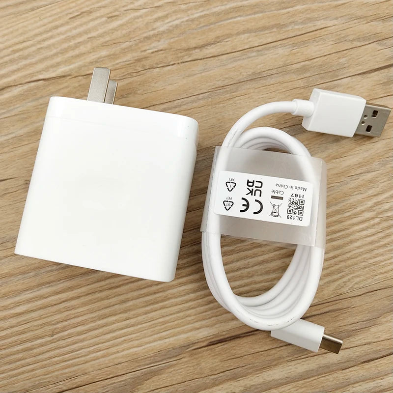 Original 67W Supervooc Fast Charger EU/US/UK Wall Adapter For OPPO Reno 5 6 7 Pro Find X3 Neo X5 Realme GT2 Vooc USB TypeC Cable