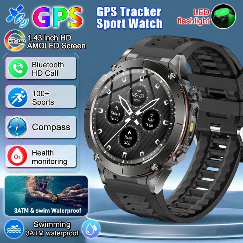 2025 New For Xiaomi Huaiwei Outdoor GPS Smart Watch Men HD AMOLED Screen Compass Waterproof Sport Call GPS Tracker SmartWatches