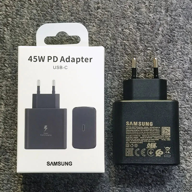 Samsung 45W PD Charger Super Fast Charging Adapter For Galaxy S24 S20 S21 S22 S23 Ultra Z Flip Fold 6 5 4 3 2 For iPhone 15 Pro