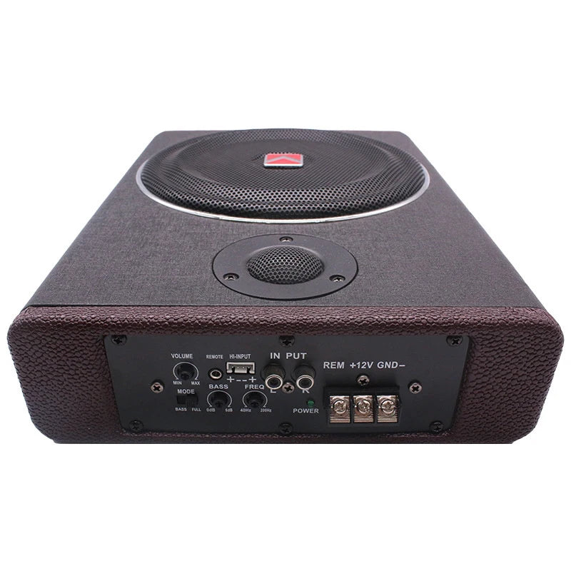 600W 8 Inch Wood Texture Subwoofer Car Audio With treble Slim Under Seat Active Subwoofer Bass Speaker Car Subwoofers Woofer 12V