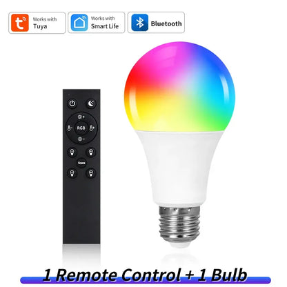 Tuya Smart LED Light Bulb E27 9W 220V Bluetooth RF Remote Group Control Smart Life RGB Spotlight For Bar Bedroom Decor Lighting