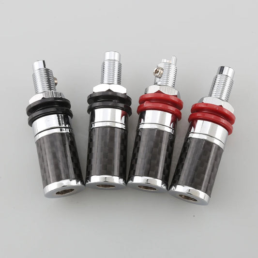4pcs Audiocrast CF45G/R Carbon Fiber Binding Post Gold/Rhodium Plated Terminal Banana Jack Connector Banana Plug Socket Speaker