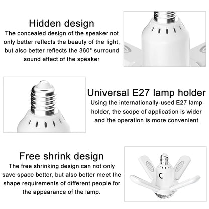 E27 LED Bulb RGB Atmosphere Lamp Remote Control Bluetooth Speaker Music Lamp AC85-265V 24W Folding Fan Blade Light Ceiling Light