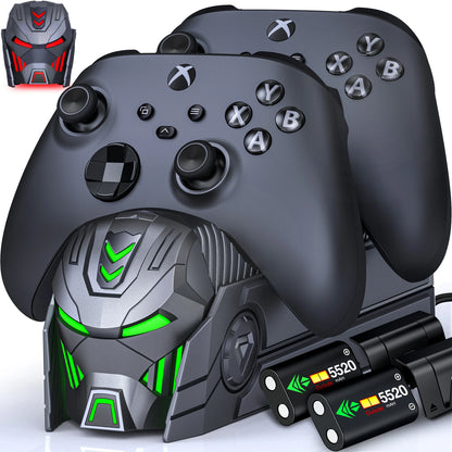 DinoFire A101 XBOX Controller Charger With 2*5520 mWh Rechargable Battery ＆ 4 Cover For XBOX Serise S/X / XBOX ONE S/X
