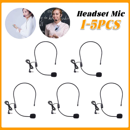 3.5mm Plug Guide Lecture Speech Headset Mic Head-mounted Head Wear Microphone Voice Amplifier Lightweight Over Head for Teachers