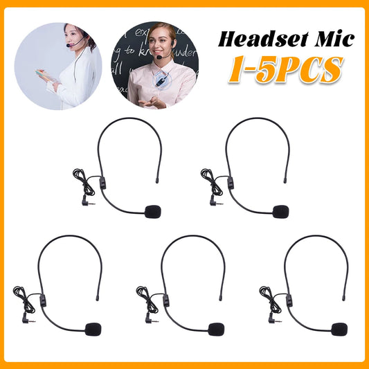 3.5mm Plug Guide Lecture Speech Headset Mic Head-mounted Head Wear Microphone Voice Amplifier Lightweight Over Head for Teachers