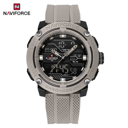 NAVIFORCE 7114 Fashion Electronic Quartz Wristwatch Men Dual Display Calendar Waterproof Casual Watches for Man reloj hombre