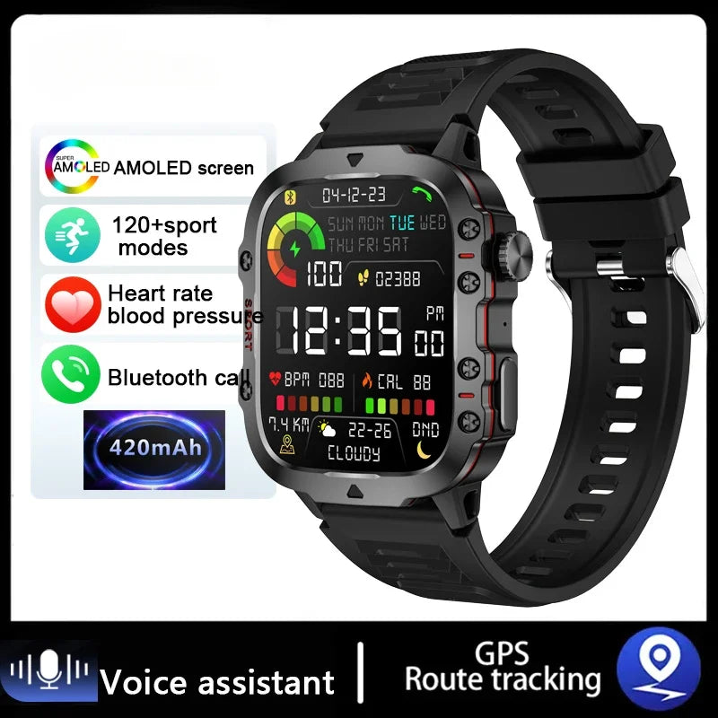 2025 Outdoor Smart Watch Men 2.01" Screen 3ATM Waterproof Watches Bluetooth Call Ai Voice Sport Smartwatch For Android IOS Phone
