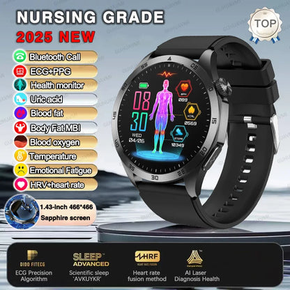 For HUAWEI New ECG+PPG Treatment Smart Watch Uric acid Blood pressure Fat Three High Smartwatch Men Sports HD Call Health Clock