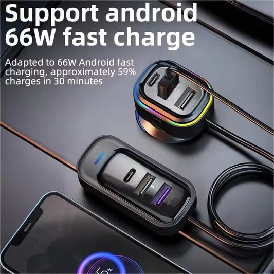 Multi-port Car Charger Super Fast Charger Support Android 66W Type-c Interface Car Car Charging 6 Port Car Charger Car General