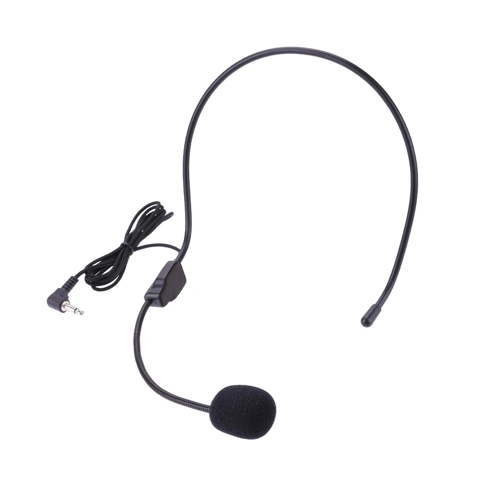 3.5mm Plug Guide Lecture Speech Headset Mic Head-mounted Head Wear Microphone Voice Amplifier Lightweight Over Head for Teachers