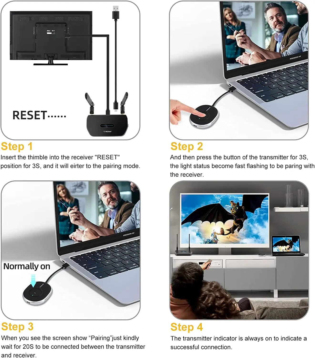 5G 50M Wireless HDMI Extender Video Transmitter and Receiver 1 To 4 4K Screen Share Switch for PS4 Camera PC To TV Stick