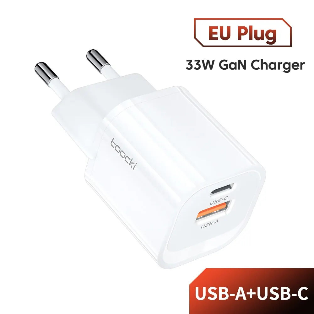 Toocki GaN USB Type C Charger Portable High Speed Charger for iPhone Xiaomi 13 Oneplus Realme PD3.0 QC3.0 PPS Cell Mobile Phone
