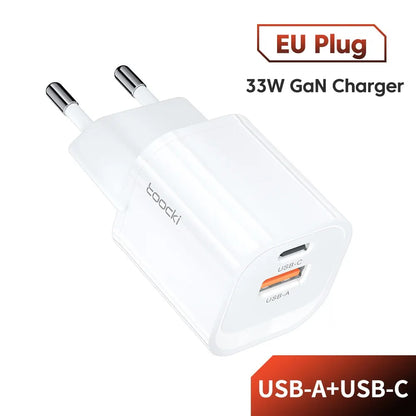 Toocki GaN USB Type C Charger Portable High Speed Charger for iPhone Xiaomi 13 Oneplus Realme PD3.0 QC3.0 PPS Cell Mobile Phone
