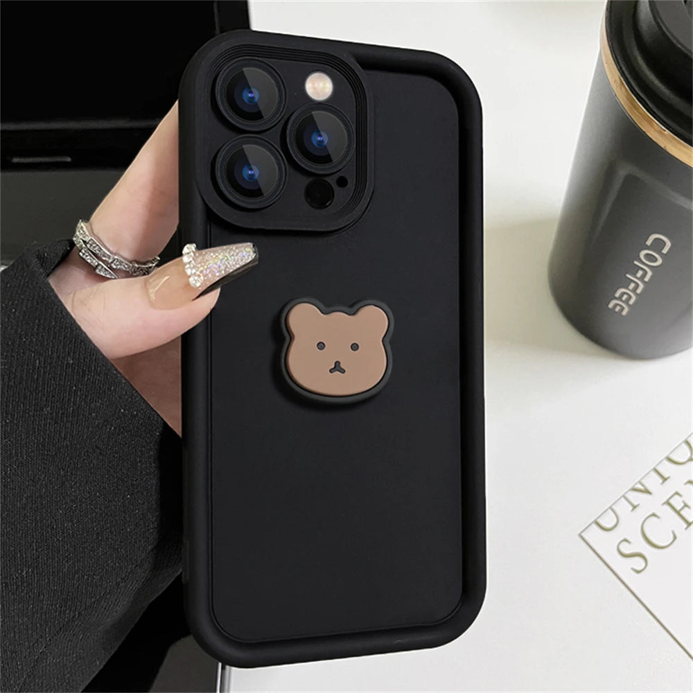 Cute Korean 3D Bear Candy Liquid Phone Case For iPhone 11 13 12 14 15 Pro Max XR XS Max 7 8 Plus Cartoon Cover