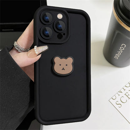 Cute Korean 3D Bear Candy Liquid Phone Case For iPhone 11 13 12 14 15 Pro Max XR XS Max 7 8 Plus Cartoon Cover